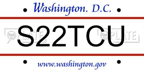 S22TCU District Of Columbia License Plate