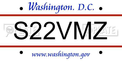 S22VMZ District Of Columbia License Plate