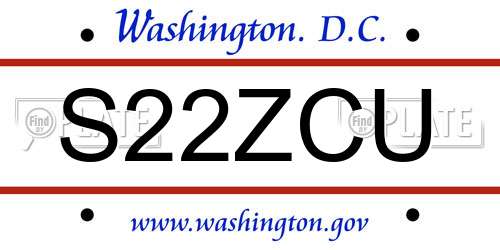 S22ZCU District Of Columbia License Plate