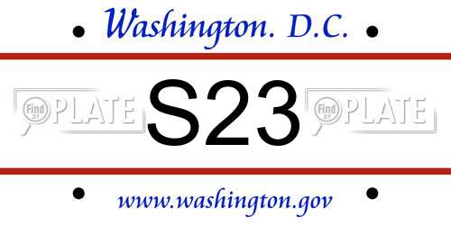 S23 District Of Columbia License Plate
