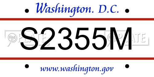 S2355M District Of Columbia License Plate
