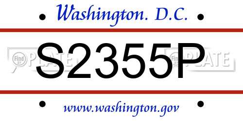 S2355P District Of Columbia License Plate