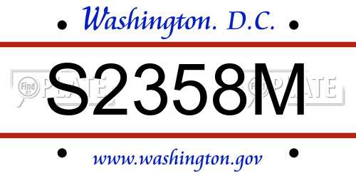 S2358M District Of Columbia License Plate