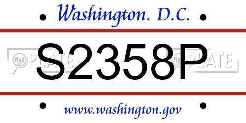 S2358P District Of Columbia License Plate