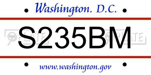 S235BM District Of Columbia License Plate