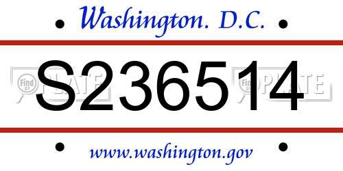 S236514 District Of Columbia License Plate