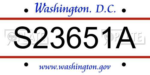 S23651A District Of Columbia License Plate