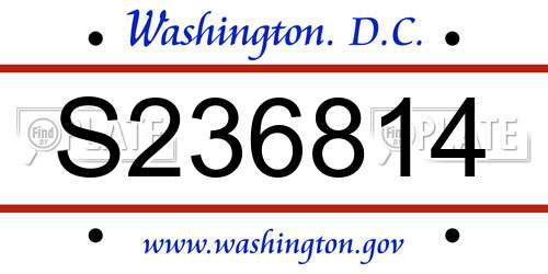 S236814 District Of Columbia License Plate