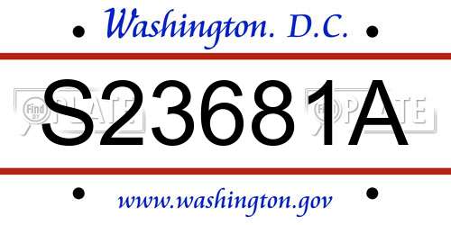 S23681A District Of Columbia License Plate