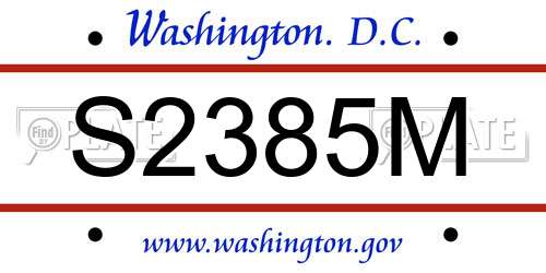 S2385M District Of Columbia License Plate