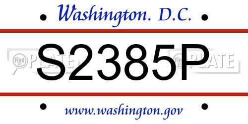 S2385P District Of Columbia License Plate
