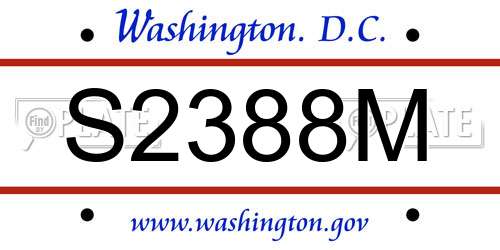 S2388M District Of Columbia License Plate