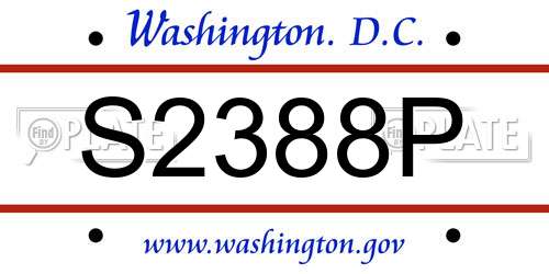 S2388P District Of Columbia License Plate