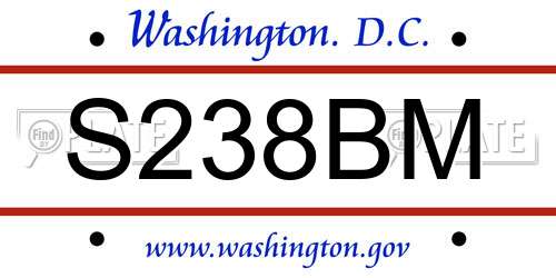 S238BM District Of Columbia License Plate