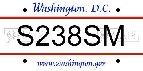 S238SM District Of Columbia License Plate