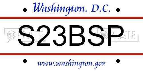 S23BSP District Of Columbia License Plate
