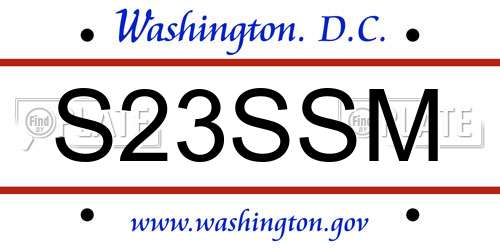 S23SSM District Of Columbia License Plate