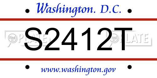 S2412T District Of Columbia License Plate