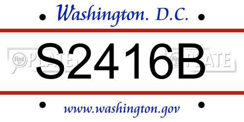S2416B District Of Columbia License Plate