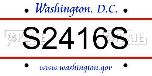 S2416S District Of Columbia License Plate