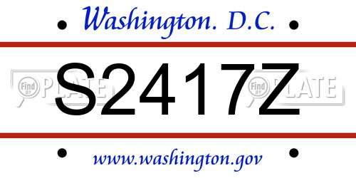 S2417Z District Of Columbia License Plate