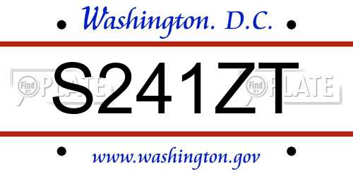 S241ZT District Of Columbia License Plate