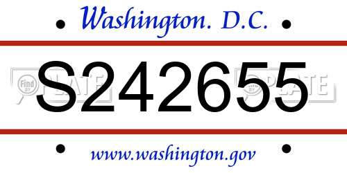 S242655 District Of Columbia License Plate