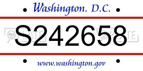 S242658 District Of Columbia License Plate