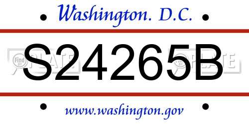 S24265B District Of Columbia License Plate
