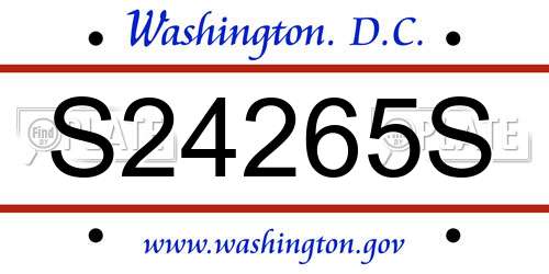 S24265S District Of Columbia License Plate