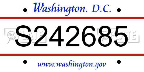 S242685 District Of Columbia License Plate