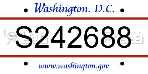 S242688 District Of Columbia License Plate