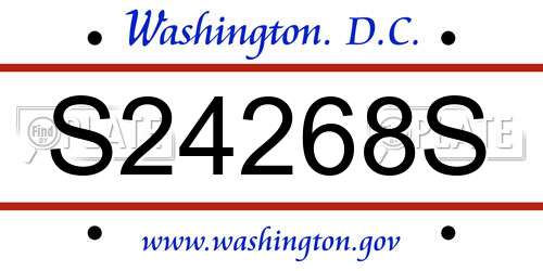 S24268S District Of Columbia License Plate