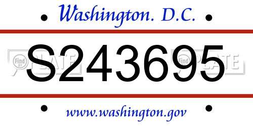 S243695 District Of Columbia License Plate