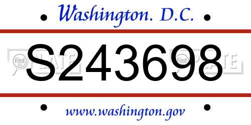 S243698 District Of Columbia License Plate