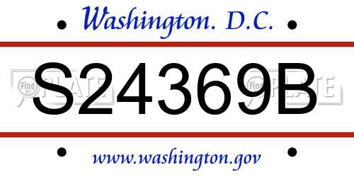 S24369B District Of Columbia License Plate