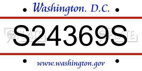S24369S District Of Columbia License Plate