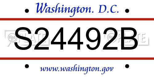 S24492B District Of Columbia License Plate