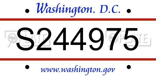 S244975 District Of Columbia License Plate