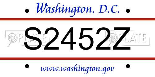 S2452Z District Of Columbia License Plate