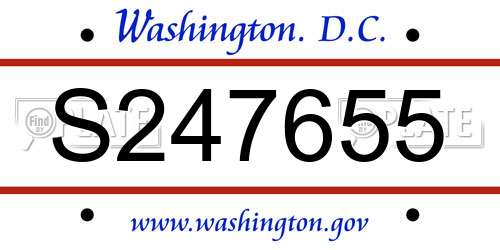 S247655 District Of Columbia License Plate