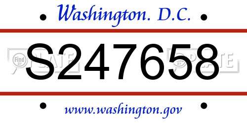 S247658 District Of Columbia License Plate