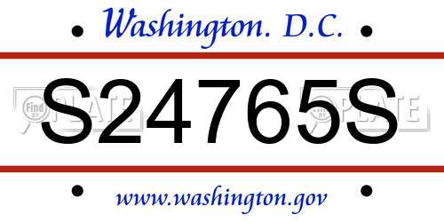 S24765S District Of Columbia License Plate