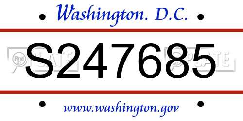 S247685 District Of Columbia License Plate