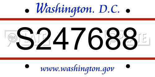 S247688 District Of Columbia License Plate