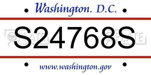 S24768S District Of Columbia License Plate