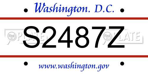 S2487Z District Of Columbia License Plate