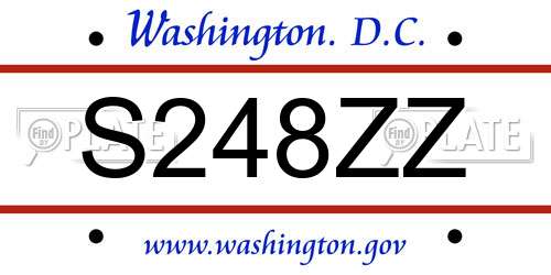 S248ZZ District Of Columbia License Plate