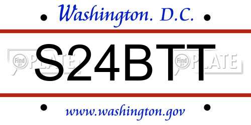 S24BTT District Of Columbia License Plate