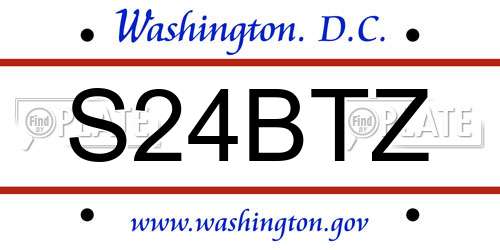S24BTZ District Of Columbia License Plate